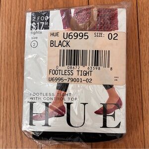 NWT HUE Black Footless Tight with Control Top;  Size 2
